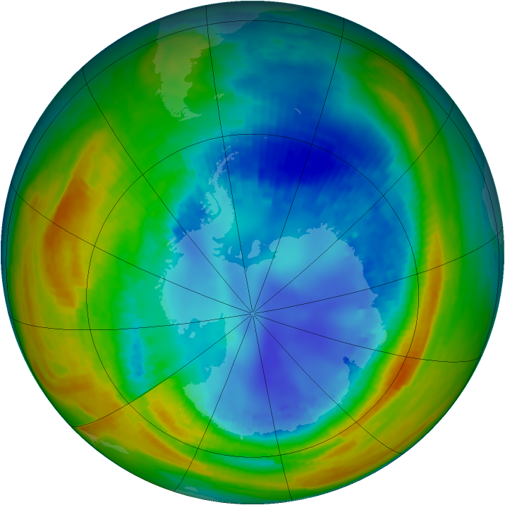 Antarctic ozone map for 19 August 2002